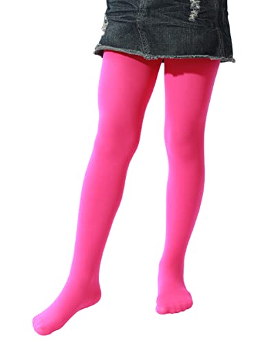 EVERSWE Girls Tights, Semi Opaque Footed Tights (Fuchsia, 2-4) von EVERSWE