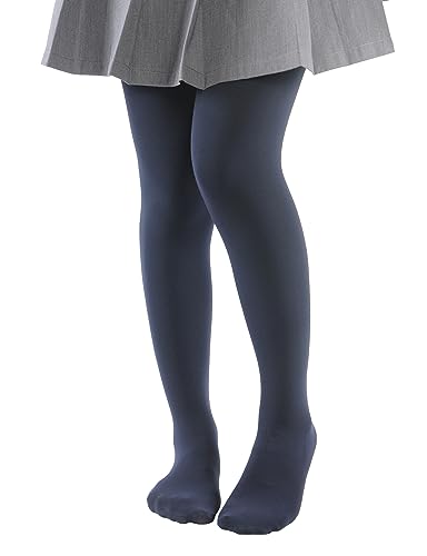 EVERSWE Girls' Winter Fleece Lined Tights, Girls' Opaque Thermal Tights (4-6, Navy) von EVERSWE