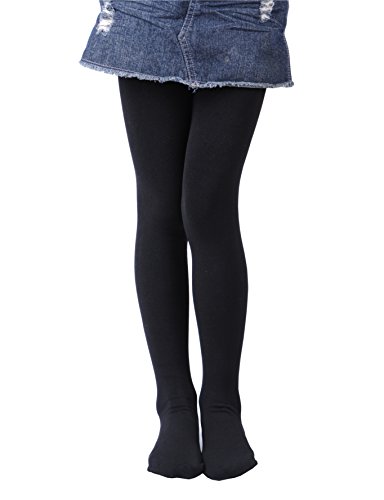 EVERSWE Girls' Winter Fleece Lined Tights, Girls' Opaque Thermal Tights (6-8, Black) von EVERSWE