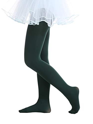 EVERSWE Kinder Strumpfhose für Mädche, Semi Opaque Footed Tights(2-4, Gunkelgrün) von EVERSWE