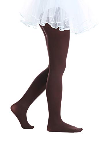 EVERSWE Kinder Strumpfhose für Mädche, Semi Opaque Footed Tights(11-13, Braun) von EVERSWE