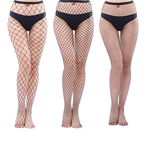 EVERSWE Sexy Elastisch Hohe Taille Strumpfhosen Netzstrümpfe Schenkelhohe Strümpfe Strumpfhosen für Damen (3P LMS, L-XL) von EVERSWE