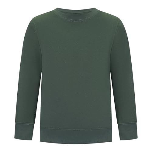 EVERYDAY KIDS Jungen-Sweatshirt aus Fleece mit Rundhalsausschnitt, langärmelig, weiche und atmungsaktive Baumwoll-Polyester-Mischung, Grün , 18 Years von EVERYDAY KIDS