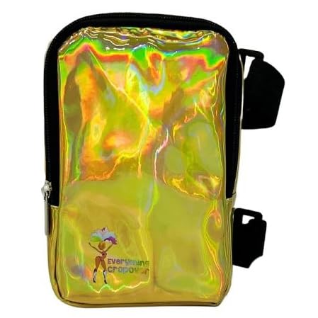 Holografische Oberschenkeltasche | Beingeschirr für Frauen | Outdoor Hüfttasche | Karneval Wandern Reisen Bauchtasche mit verstellbaren Trägern, Gold, Einheitsgröße, Normale Oberschenkeltasche von EVERYTHING CROPOVER