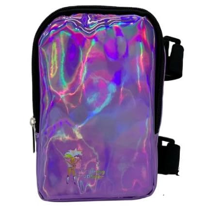 Holografische Oberschenkeltasche | Beingeschirr für Frauen | Outdoor Hüfttasche | Karneval Wandern Reisen Bauchtasche mit verstellbaren Trägern, Violett, Einheitsgröße, Normale Oberschenkeltasche von EVERYTHING CROPOVER