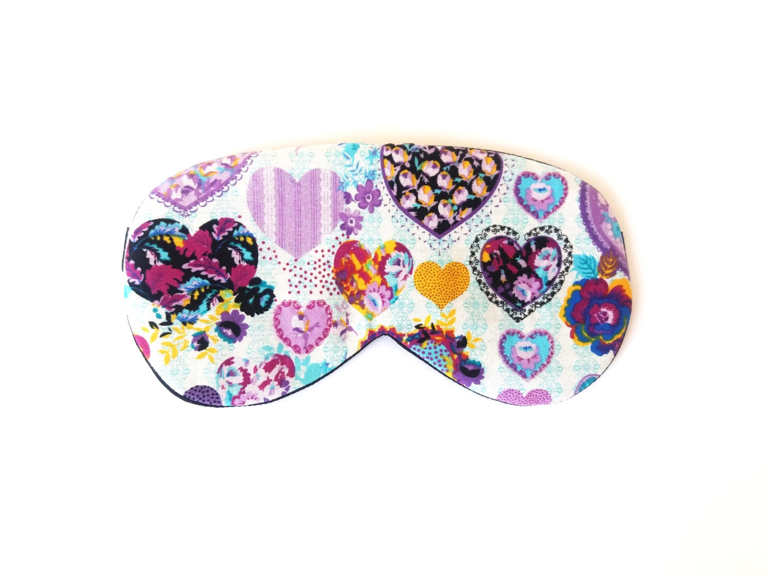 Herz-Augen-Schlafmaske - Bio-Baumwoll-Augenkissen Pyjama-Pyjama-Pyjama-Partybevorzugung Reise-Maske Rosa Weiß Lila Pyjama-Maske von EVESAdesign