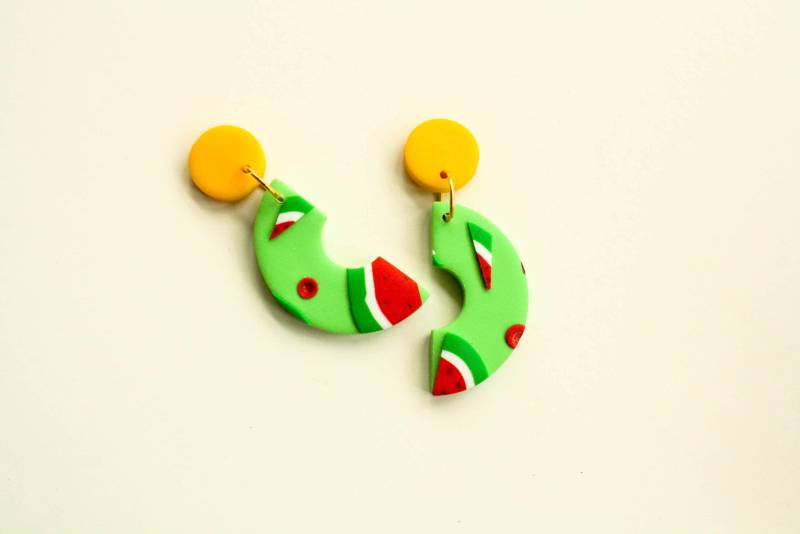 Wassermelone Zucker/Bogenform Sommer Ohrringe Polymer Clay Handgefertigter Schmuck Statement Accessoires Wassermelone Zucker/Bogenform Sommer Ohrringe Polymer Clay Handgefertigter Schmuck Statement Accessoires von EVEclays