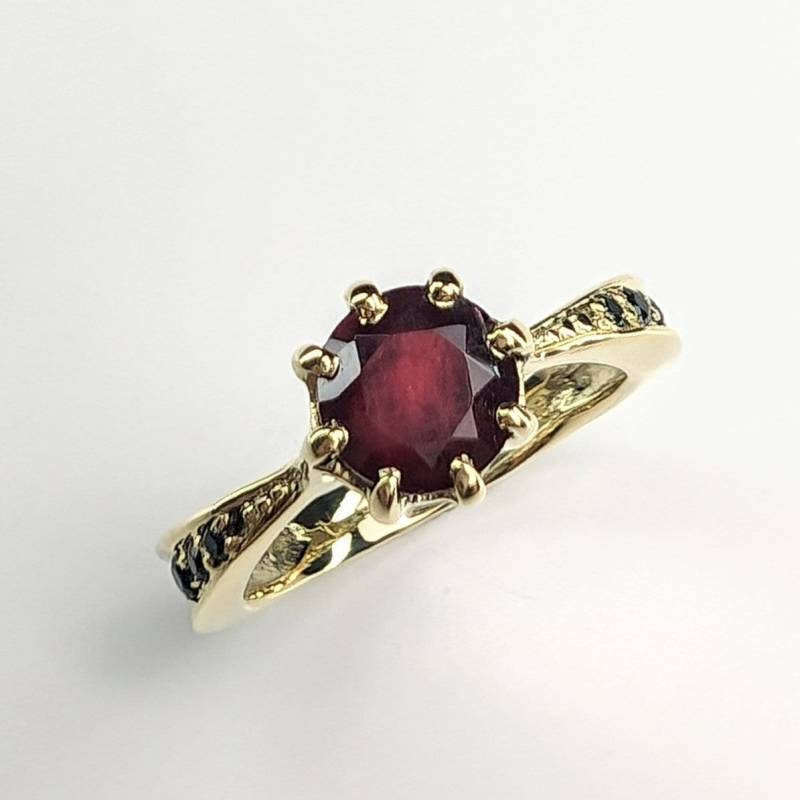 1.08Cts Natürlicher Rubin Taubenblutrot & Blauer Saphir Sterling .925 Silber 9Ct 14K 18K Gelb Rot Weiß Gold Platin Kronenring von EVGAD