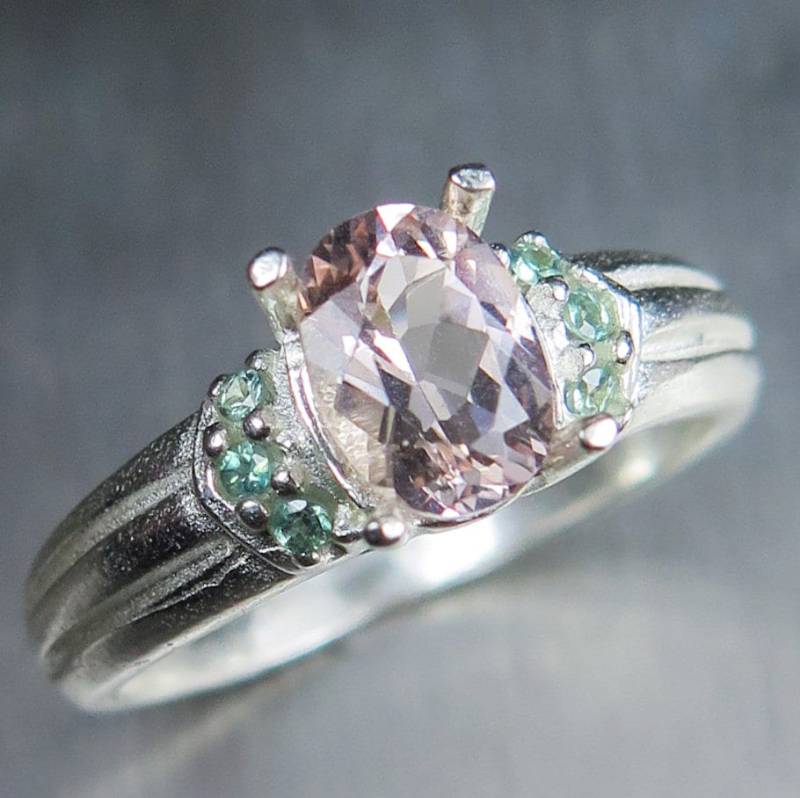 1Ct Natürliche Hellrosa Morganit Beryll & Alexandrit 925 Silber 9Ct 14K 18K Weiß Gelb Rot Gold Platin Palladium Verlobungsring von EVGAD