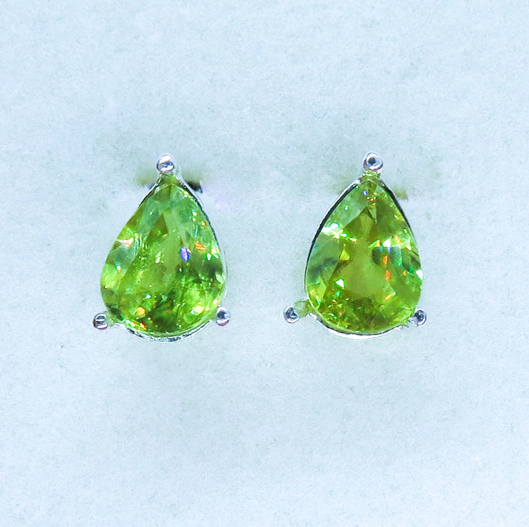 3.55Cts Natürliche Titanit Sphen Tropfen 925 Sterling Silber 9 Karat 14K 18K 585 375 750 Gelb Weiß Roségold Platin Palladium Ohrstecker von EVGAD