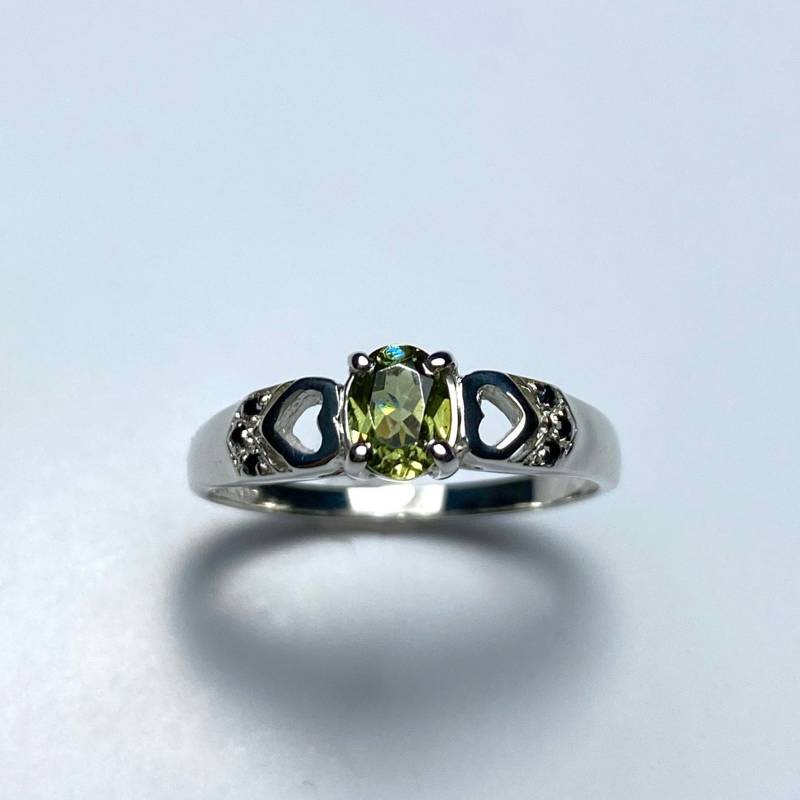 Natürliche Demantoid Granat Chartreuse Apfelgrün & Diamant Sterling 925 Silber 375 585 750 9Ct 14Ct 14K 18K Gelb, Weiß, Rose Gold Ring von EVGAD