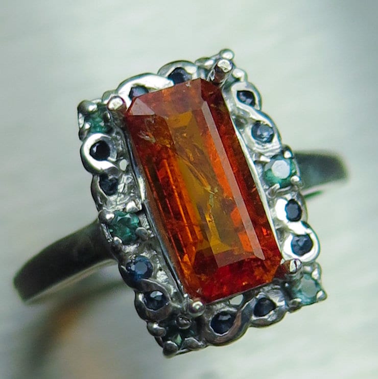 Sehr Seltene Natürliche Orange Klinohumit & Alexandrit Sterling 925 Silber/Gold 9Ct 14K 18K Weiße Gelbe Rose Verlobungsring 2.1Cts von EVGAD