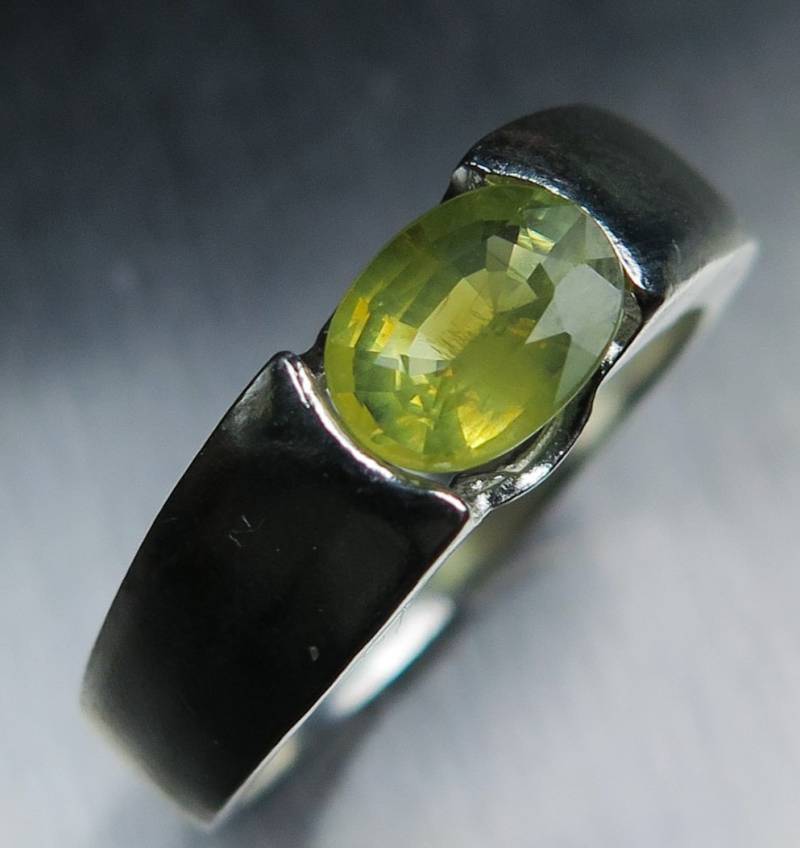 Zertifizierte 1, 4 Karat Natürliche Zitronengelb Chrysoberyll Oval 925 Silber 9 14 18 Gelb Rot Weißgold Platin Palladium Verlobungsring Unisex von EVGAD