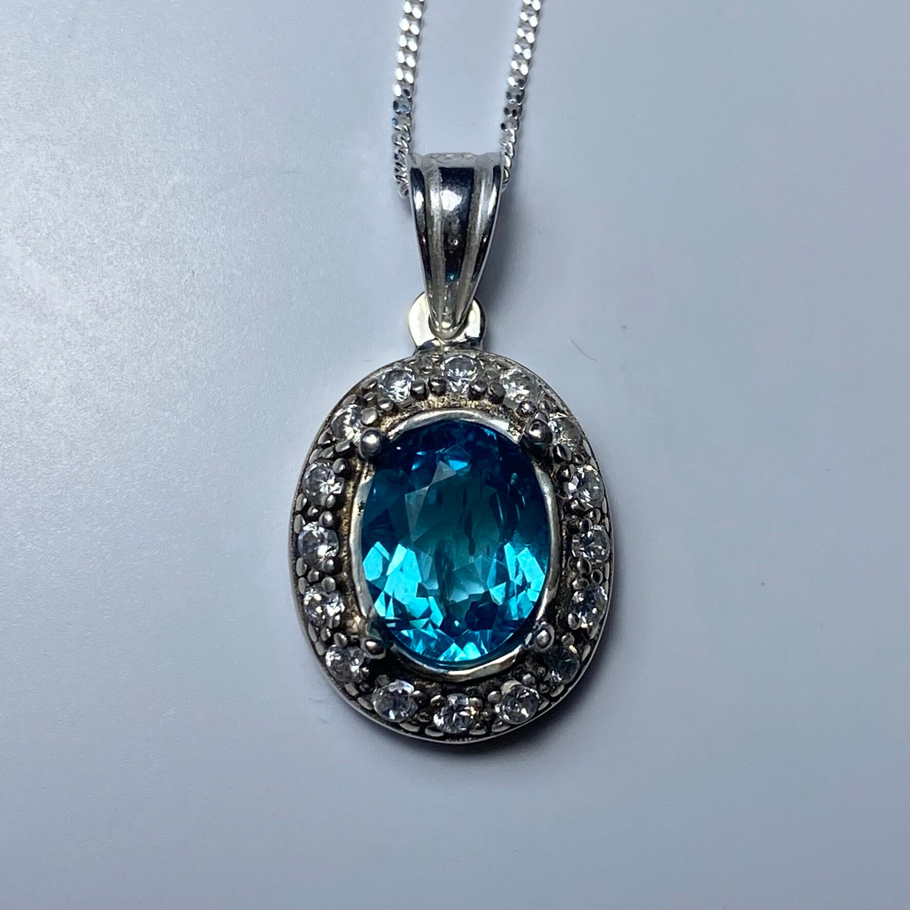 Zertifizierte 1, 8 Karat Natürliche Paraiba Blau Apatit 925 Silber 9 14 18 585 375 750 Gelb Weiß Rosegold Platin Anhänger Halskette von EVGAD