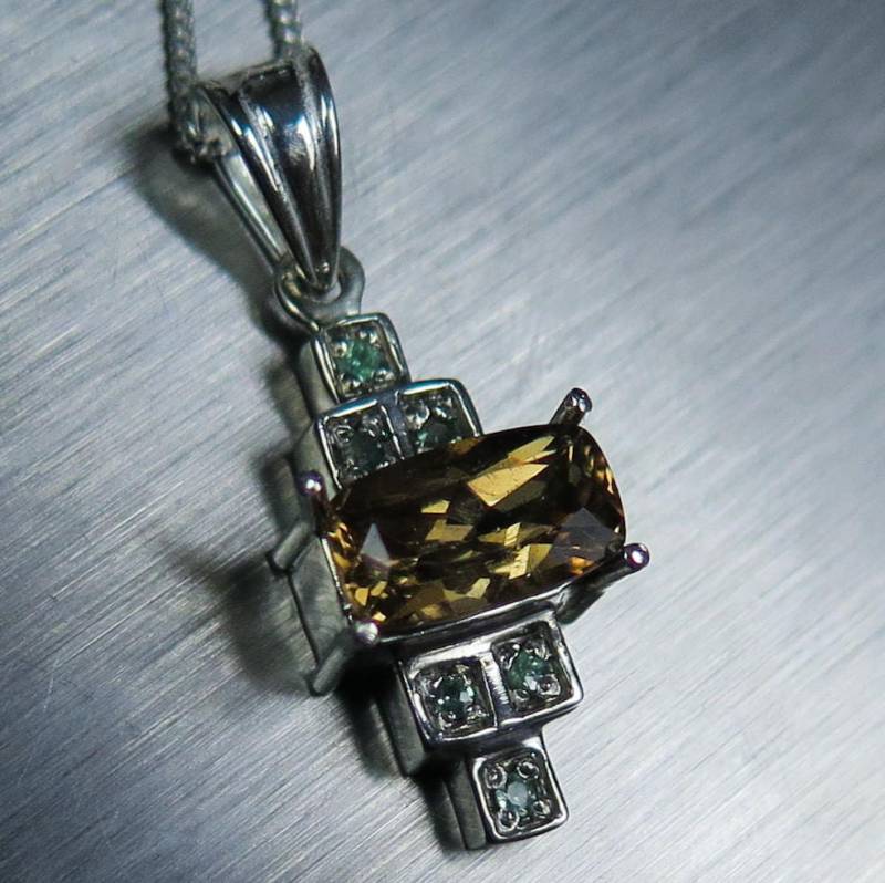 Zertifizierte 1.35Ct Natürliche Axinit & Alexandrit Sterling Silber 925/Gold 9Ct 14K 18K Weiße Rose Gelbe Anhänger Halskette | Kette Ist Im von EVGAD