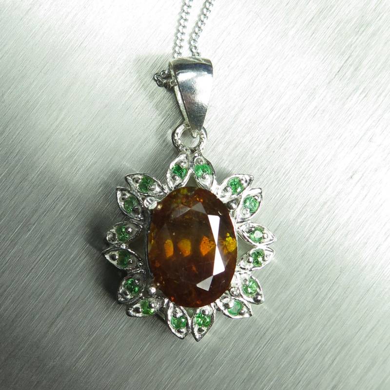 Zertifizierte 5.1Ct Natürliche Sphalerit & Tsavorit Sterling 925 Silber 9Ct 14K 18K 585 375 750 Gelb Weiß Rose Gold Platin Anhänger Halskette von EVGAD