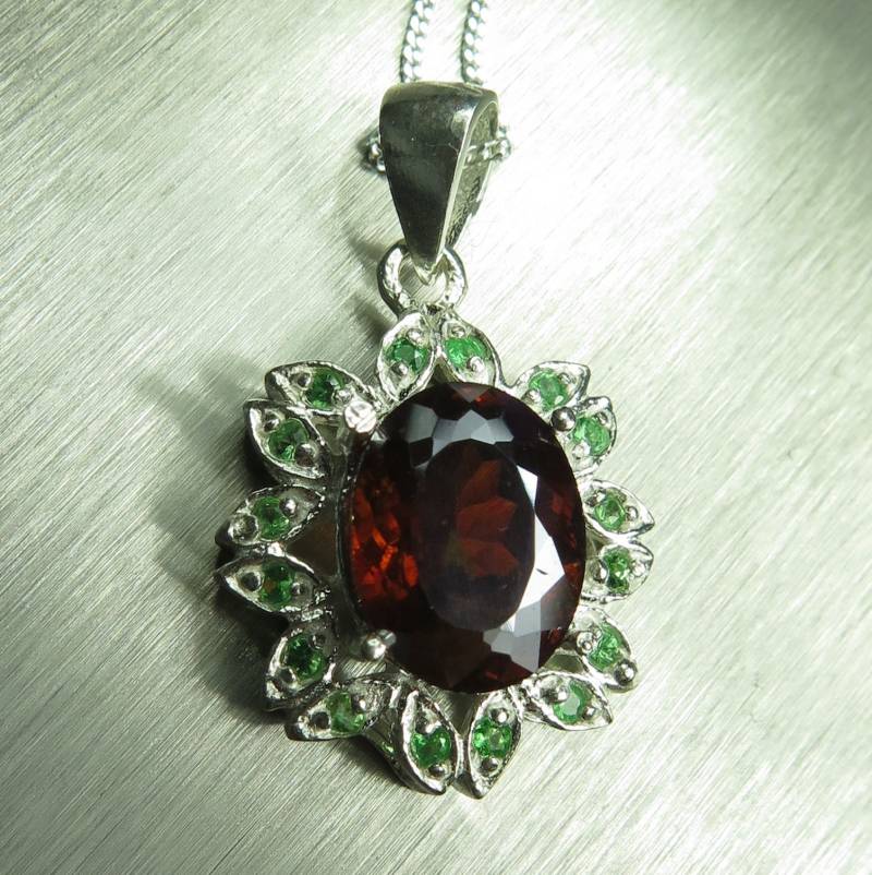 Zertifizierte 5.4Ct Natürliche Sphalerit & Tsavorit Sterling 925 Silber 9Ct 14K 18K 585 375 750 Gelb Weiß Rose Gold Platin Anhänger Halskette von EVGAD