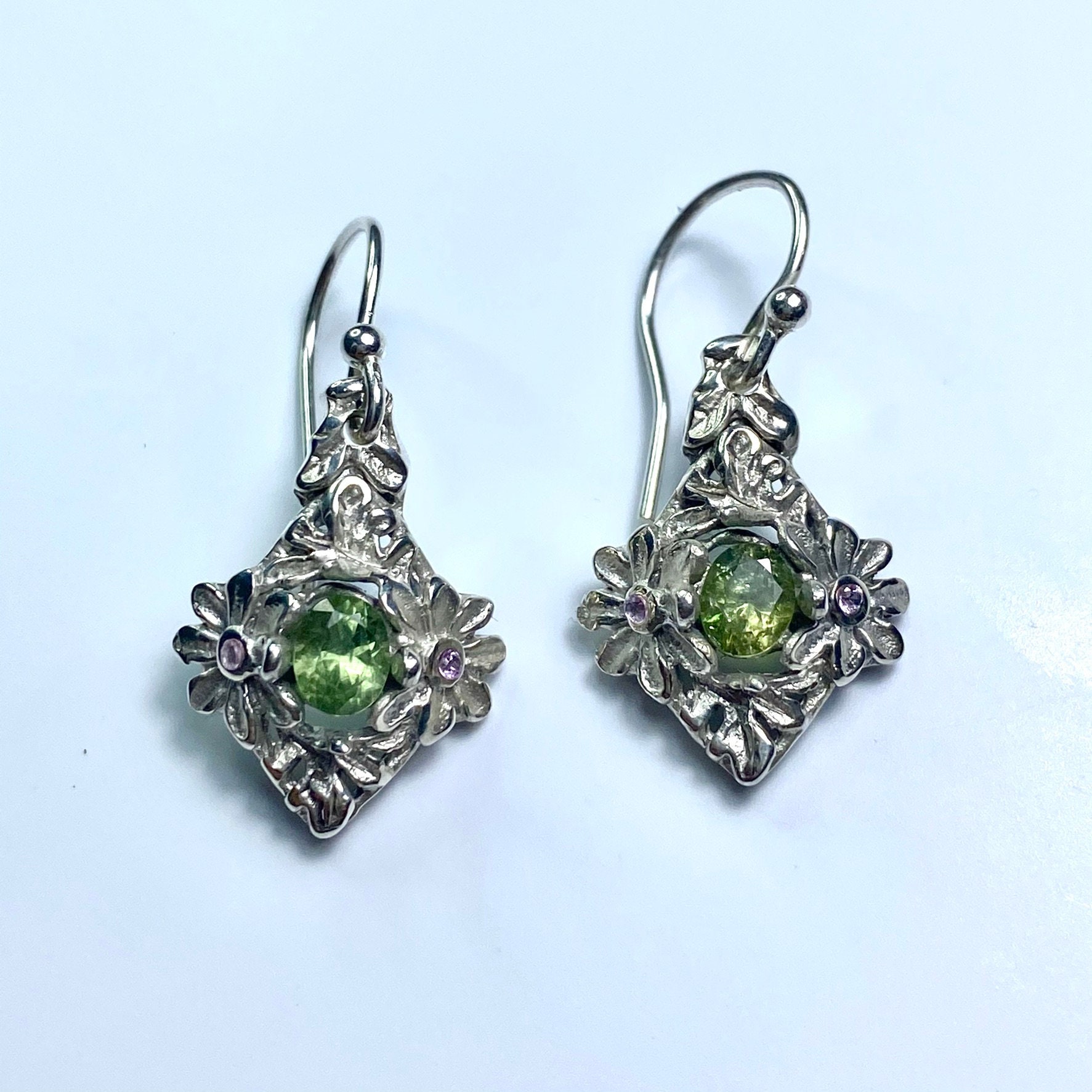 Zertifizierte Natürliche Apple Green Demantoid Granat Sterling 925 Silber 9Ct 14K 18K Gelb Weiß Rose Gold Blumen Tropfen Ohrringe von EVGAD