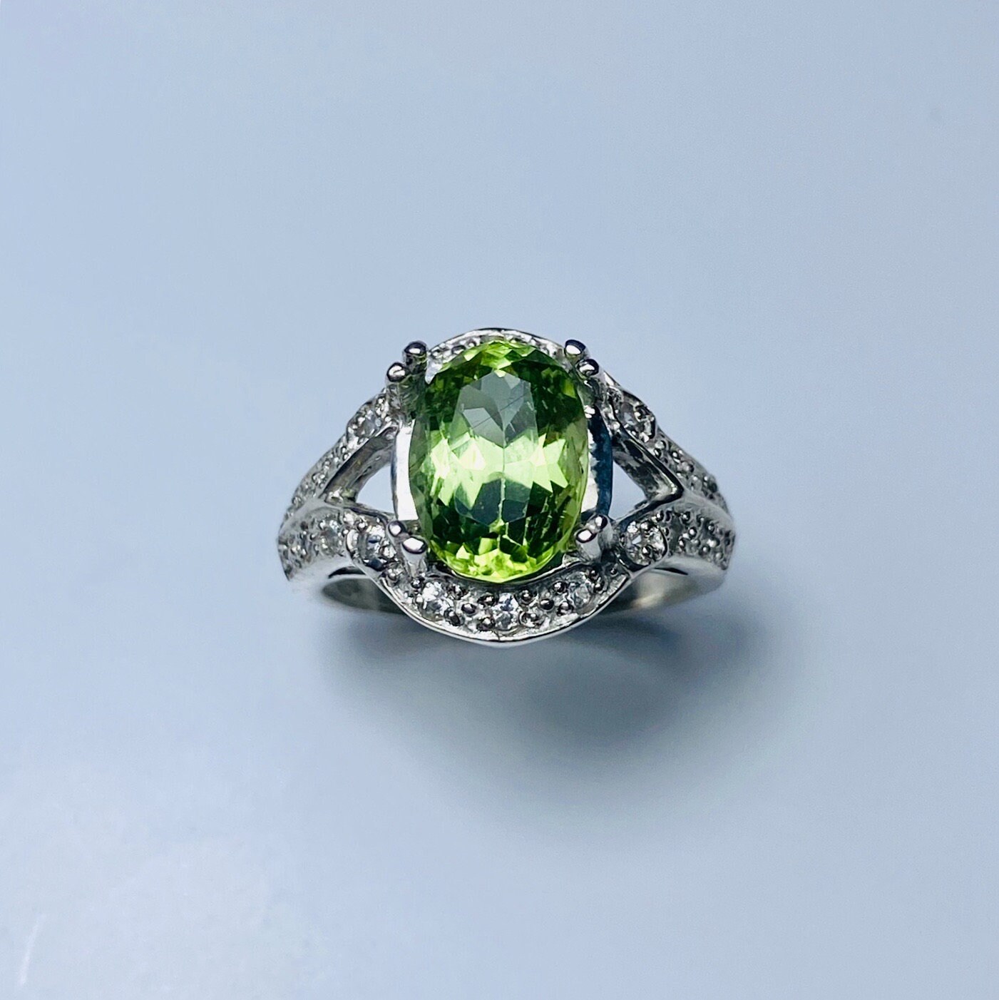 Zertifizierte Natürliche Grün Peridot Chrysolite Sterling 925 Silber 9 Karat 14 18 375 585 750 950 Gelb Weiß Roségold Platinring S von EVGAD