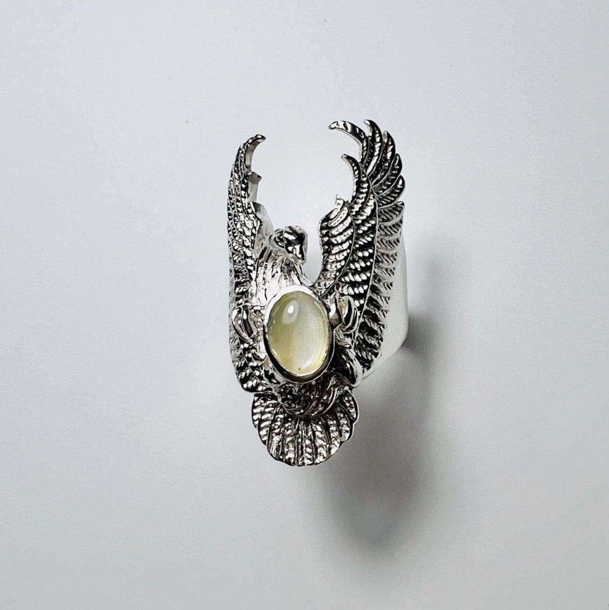 Zertifizierte Natürliche Katzenauge Chrysoberyll Sterling 925 Silber 9Ct 14K 18K Gelb Rot Weiß Gold Platin Phoenix Adler Mans Unisex Ring von EVGAD