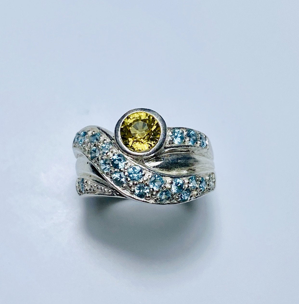 Zertifizierter 1.1Ct Natürlicher Mali-Granat, Honig Gelb Grün Sterling 925 Silber/Gold Platin Verlobungsring S von EVGAD