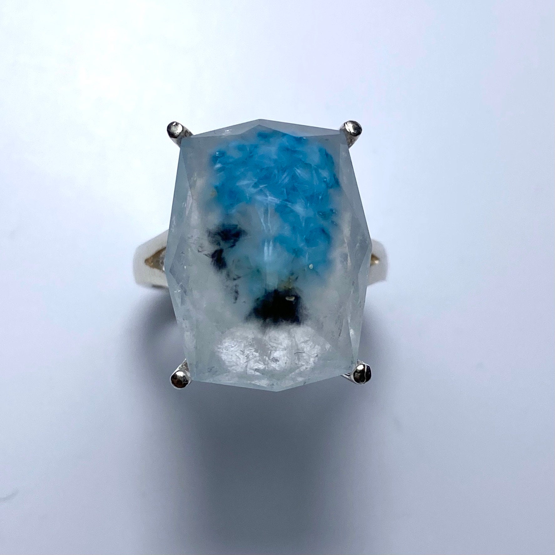 Zertifizierter 18.3Ct Natur Gilalite | Medusa Paraiba Quarz Blau Sterling 925 Silber 14K 18K 14Ct 18Ct 375 585 750 Weiß Gelb Rose Gold Ring von EVGAD