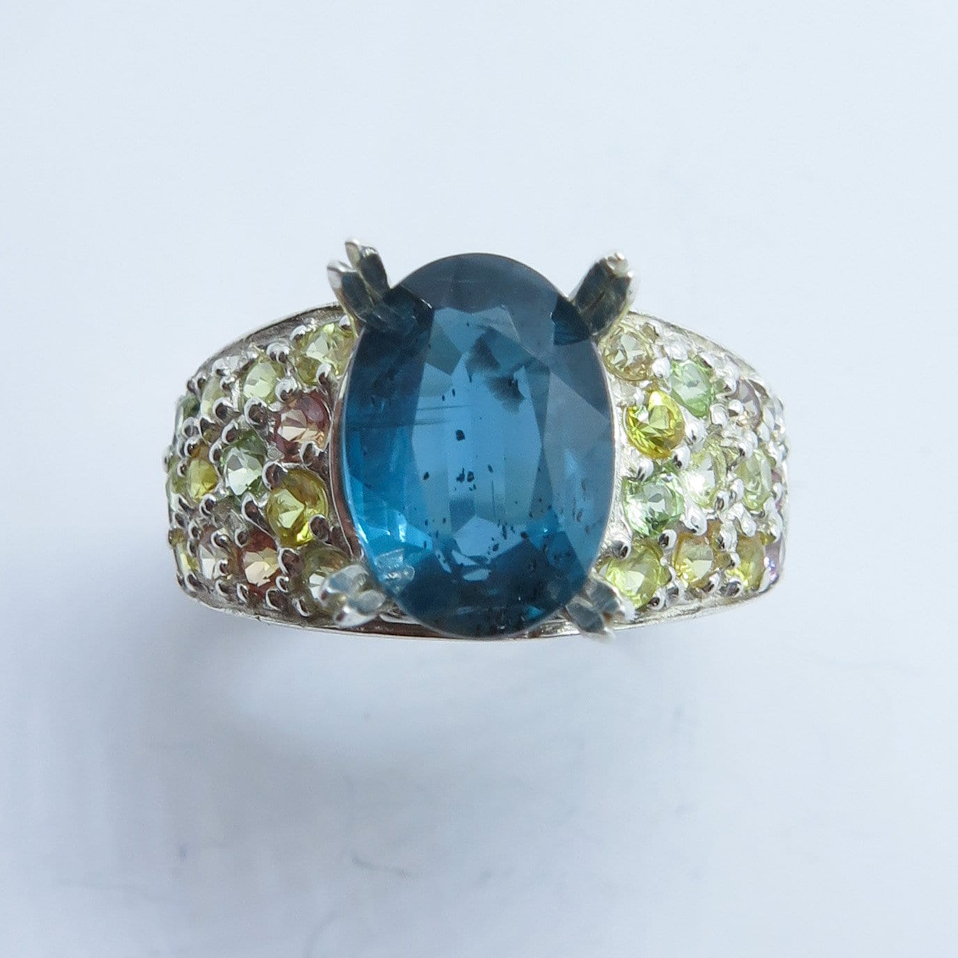 Zertifizierter 3.2Ct Natürlicher Blauer Kyanit & Saphire Sterling 925 Silber/9Ct 14K 18K 375 585 750 Weiß Gelb Rose Gold Platin Ring S von EVGAD