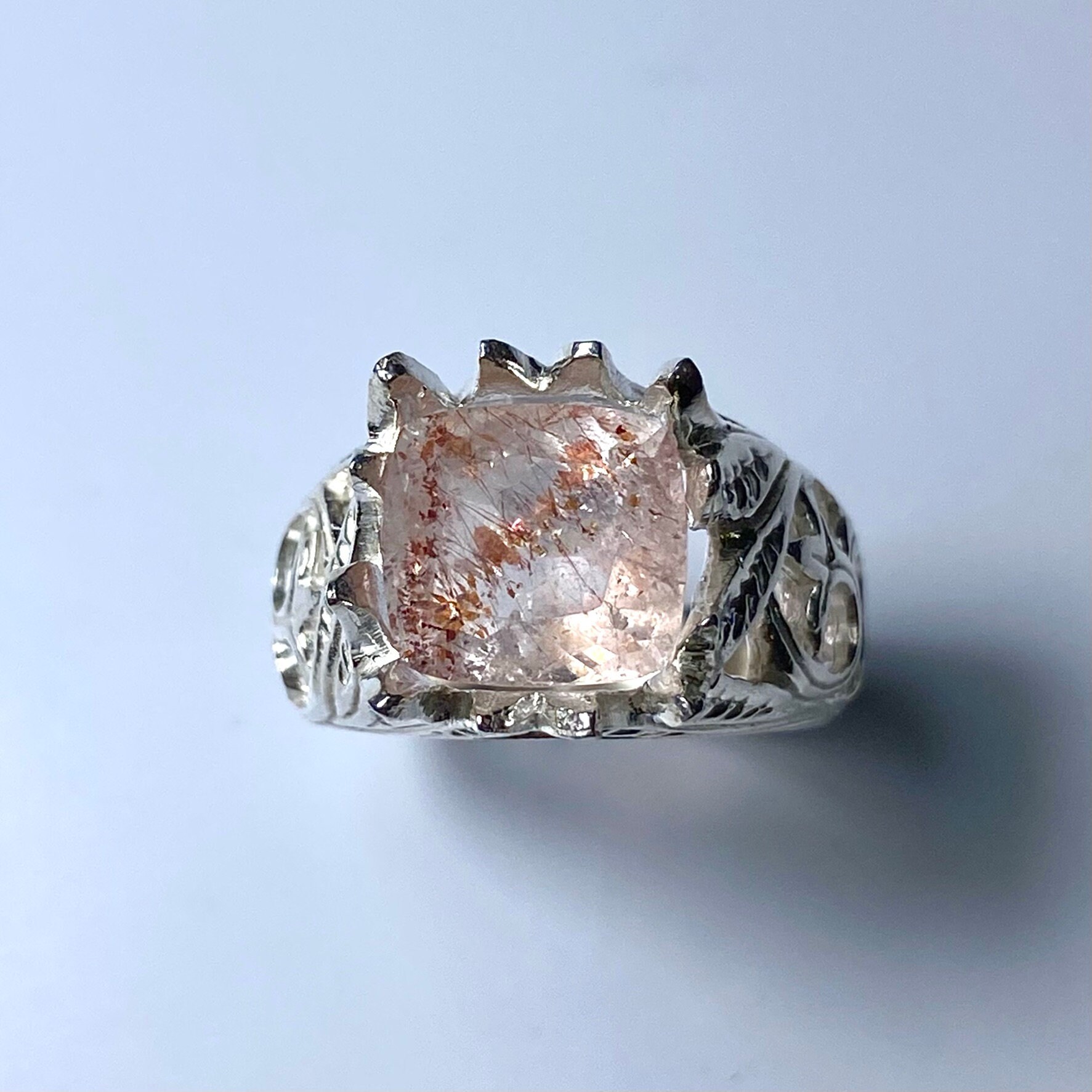 Zertifizierter 4.3Ct Natürlicher Erdbeerquarz Sterling 925Er Silber 9Ct 14K 18K 18Ct 375 585 750 Weißgelb-Roségold-Platin-Solitärring von EVGAD