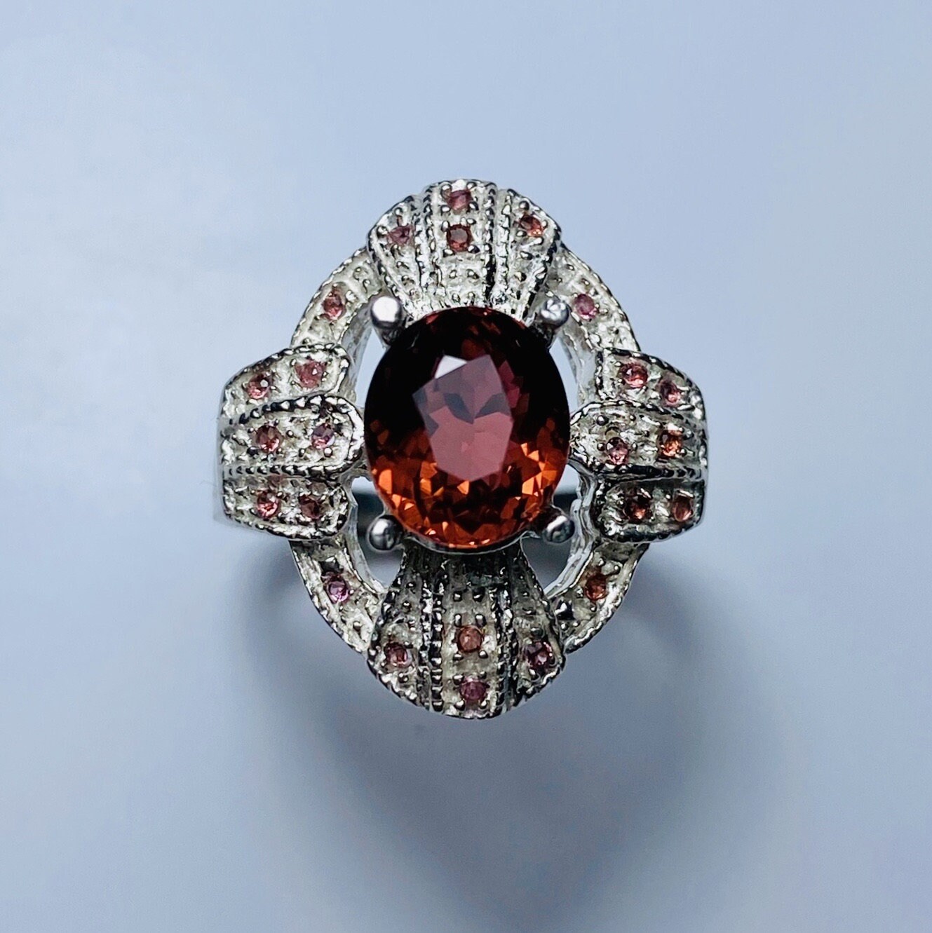 Zertifizierter Natürlicher Turmalin Rot Orange 925 Silber 9Ct 14K 18K 22K 375 585 750 950 Gelb Weiß Rose Gold Platin Art Deco Verlobungsring von EVGAD