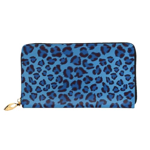 EVIUS Blaue Ölfarbe-Textur-bedruckte Geldbörse, langer Stil, Clutch, Unisex, Geldklammer, Reise-Geldbörse, Reißverschluss, einfach zu tragen, modisch und schön, Leopard Skin Animal, Einheitsgröße von EVIUS