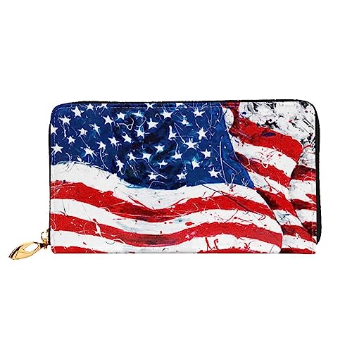 EVIUS Love Birdie Stripe Printed Wallet Women Long Style Clutch Bag Outdoor Money Clip Travel Wallet Holder Zip Around,Easy to Carry,Fashionable and Beautiful, us-flagge, Einheitsgröße von EVIUS