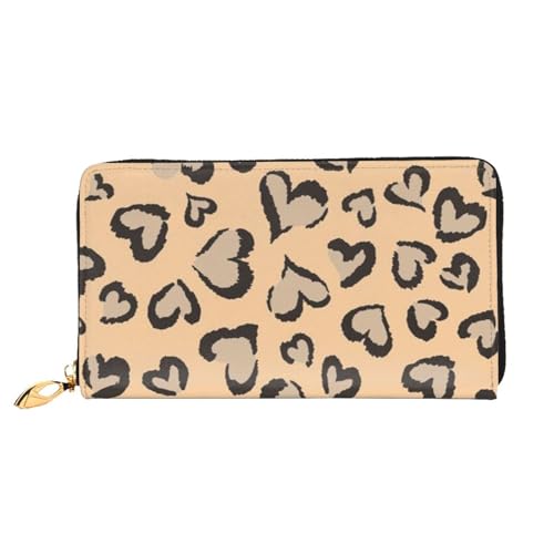 EVIUS Musiknoten bedruckte Geldbörse, langer Stil, Clutch, Unisex, Geldklammer, Reise-Brieftasche, Reißverschluss, einfach zu tragen, modisch und schön, Leopard Liebe, Einheitsgröße von EVIUS