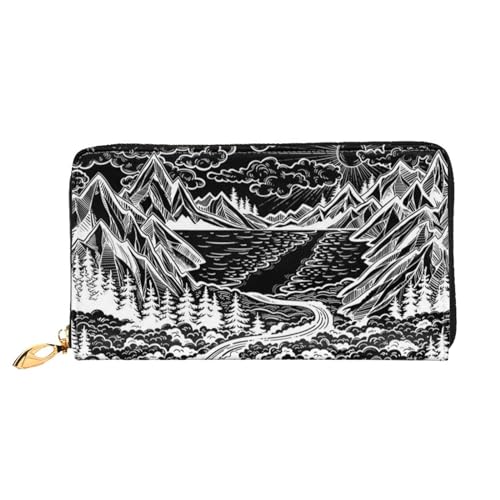 EVIUS Schwarz Weiß bedruckte Geldbörse Frauen lange Stil Clutch Tasche Outdoor Geldklammer Reise Brieftasche Halter Reißverschluss umherum, einfach zu tragen, modisch und schön, schwarz / weiß, von EVIUS