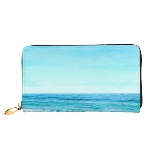 EVIUS Seashells Sand Unisex-Geldbörse, Kreditkartenetui, personalisierte Reisebrieftasche – stilvolle Geldtasche mit Metall-Reißverschluss, PU-Leder Geldbeutel, lange Clutch-Geldbörse (19 cm × 10,5 cm von EVIUS