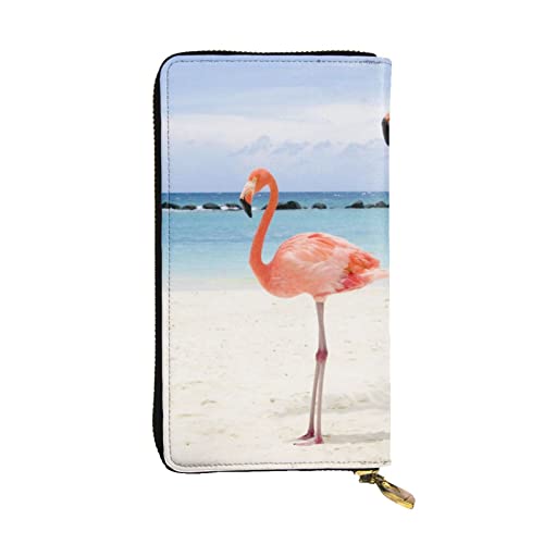 EVIUS Sky Flamingo Herren-Ledergeldbörse, langer Stil, Clutch, Geldklammer, Reisebrieftasche, Reißverschluss, kann Bargeld und Kreditkarten aufbewahren, Sky Flamingo, Einheitsgröße von EVIUS