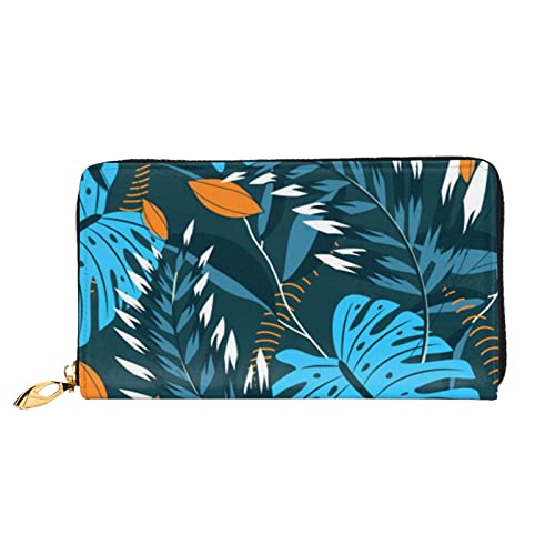 EVIUS Sommer Tropische Blätter bedruckte Geldbörse lange Stil Clutch Bag Unisex Geldklammer Reise Geldbörse Halter Reißverschluss umlaufend, einfach zu tragen, modisch und schön, Tropische von EVIUS