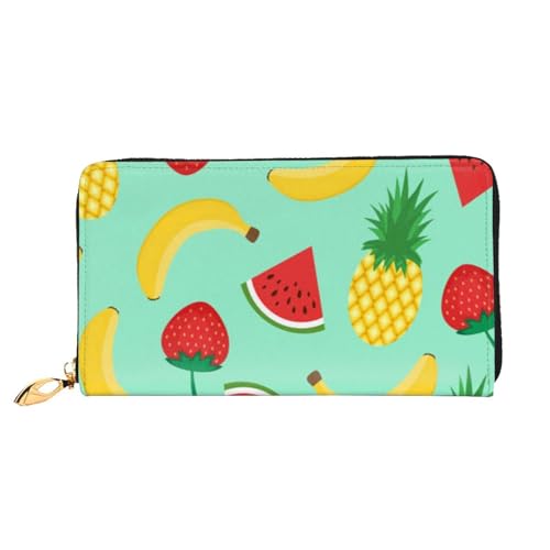 EVIUS Stilvolle Geldbörse mit Tierpinguin-Druck, lange Clutch, Unisex, Geldklammer, Reise-Geldbörse, Reißverschluss, einfach zu tragen, modisch und schön, Banane Erdbeere Ananas, Einheitsgröße von EVIUS