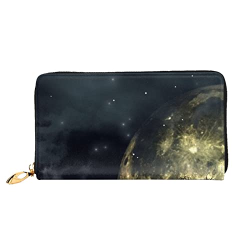 EVIUS Stones Under Ice bedruckte Geldbörse, langer Stil, Clutch, Unisex, Geldklammer, Reise-Brieftasche, Reißverschluss, einfach zu tragen, modisch und schön, Galaxy Moon, Einheitsgröße von EVIUS