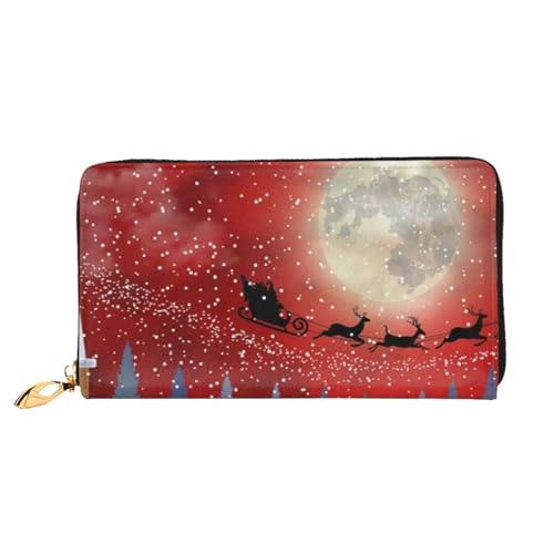 EVIUS Stones Under Ice bedruckte Geldbörse, langer Stil, Clutch, Unisex, Geldklammer, Reise-Brieftasche, Reißverschluss, einfach zu tragen, modisch und schön, Red Sky Snow Flake, Einheitsgröße von EVIUS