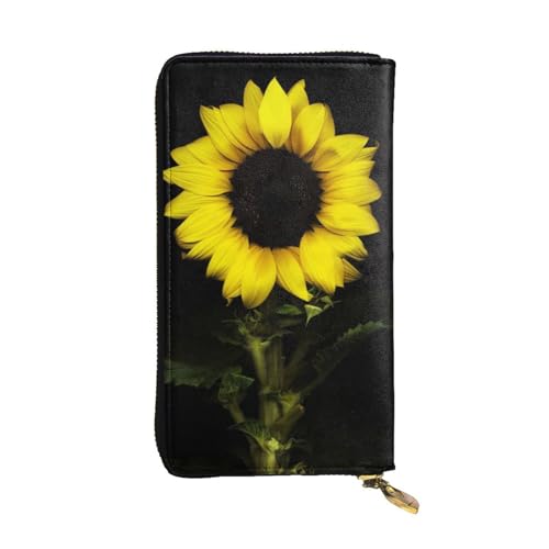 EVIUS Sunflower Herren-Ledergeldbörse, langer Stil, Clutch, Geldklammer, Reisebrieftasche, Reißverschluss, kann Bargeld und Kreditkarten aufbewahren, sonnenblume, Einheitsgröße von EVIUS