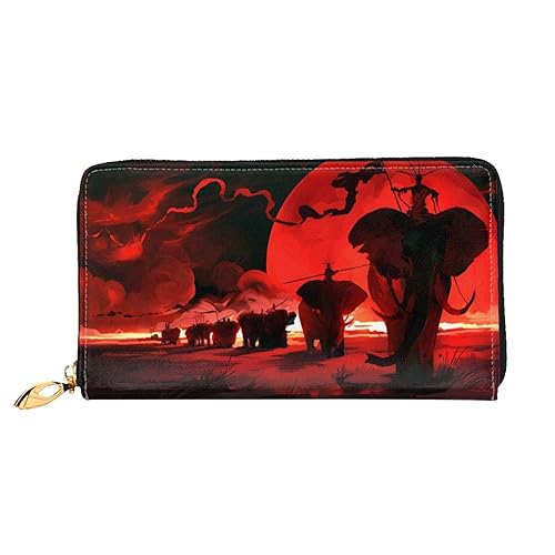 EVIUS Sunset Coconut Trees Printed Wallet Women Long Style Clutch Bag Outdoor Money Clip Travel Wallet Holder Zip Around,Easy to Carry, Fashionable and Beautiful, Elefanten rot, Einheitsgröße von EVIUS