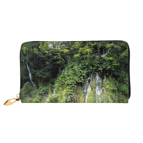 EVIUS Wolf im Mondlicht, bedruckte Geldbörse, langer Stil, Clutch, Unisex, Geldklammer, Reise-Geldbörse, Reißverschluss, einfach zu tragen, modisch und schön, Waterfall, Einheitsgröße von EVIUS