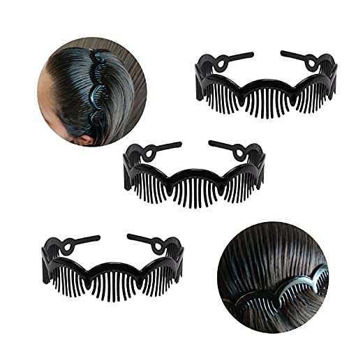 Evogirl Haarreif aus Kunststoff, guter Griff, gebogen, Wellen, Kiefergriff, Schwarz, für Herren/Damen/Mädchen, 3 Stück Evogirl Haarreif aus Kunststoff, guter Griff, gebogen, Wellen, Kiefergriff, Schwarz, für Herren/Damen/Mädchen, 3 Stück von EVOGIRL