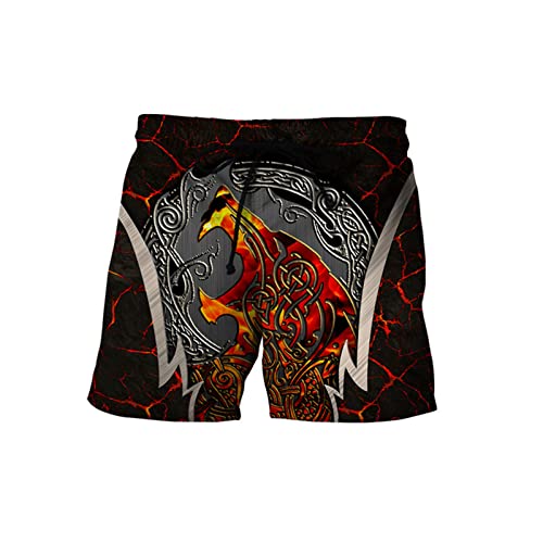 EVOHOUSE Herren-Badehose Viking Warrior Tattoo 3D-gedruckte Strand-Boardshorts Schnell trocknende Strand-Badeshorts Bademode von EVOHOUSE