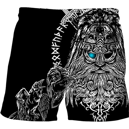 EVOHOUSE Herren-Badehose Viking Warrior Tattoo 3D-gedruckte Strand-Boardshorts Schnell trocknende Strand-Badeshorts Bademode von EVOHOUSE