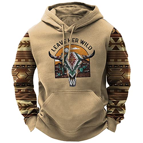 EVOHOUSE Herren Hoodie Western Ethnische 3D Print Sweatshirts Casual Langarm Pullover Jacke Tops mit Tasche von EVOHOUSE