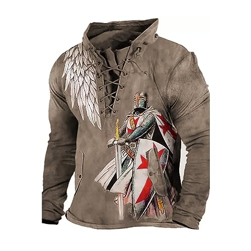 EVOHOUSE Herren Tempelritter Hoodie Vintage Knight 3D gedruckt Langarm Sweatshirt Pullover Jacke Tops von EVOHOUSE