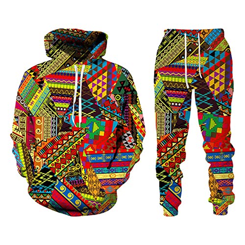 EVOHOUSE Herren Trainingsanzug zweiteiliges Set Afrikanischer Stil 3D gedruckte Hoodie und Jogger Set Mode Sportbekleidung Set von EVOHOUSE