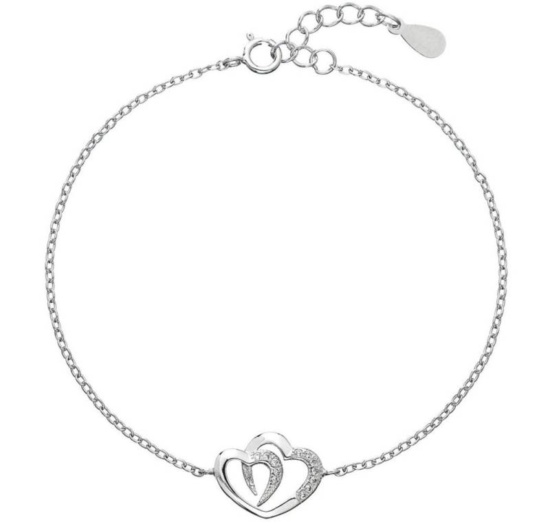 EVOLUTION Armband Romantic silver bracelet Two hearts with zircons 13011.1 von EVOLUTION