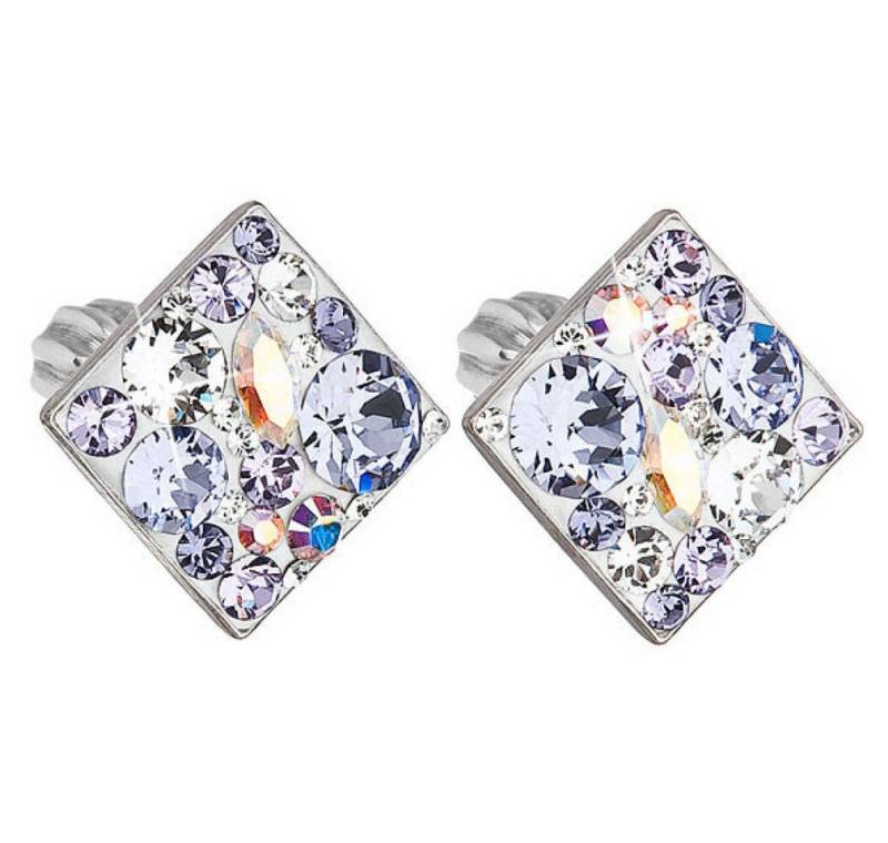 EVOLUTION Fingerring Quadratische Ohrringe mit Kristallen Violet 31169.3 von EVOLUTION
